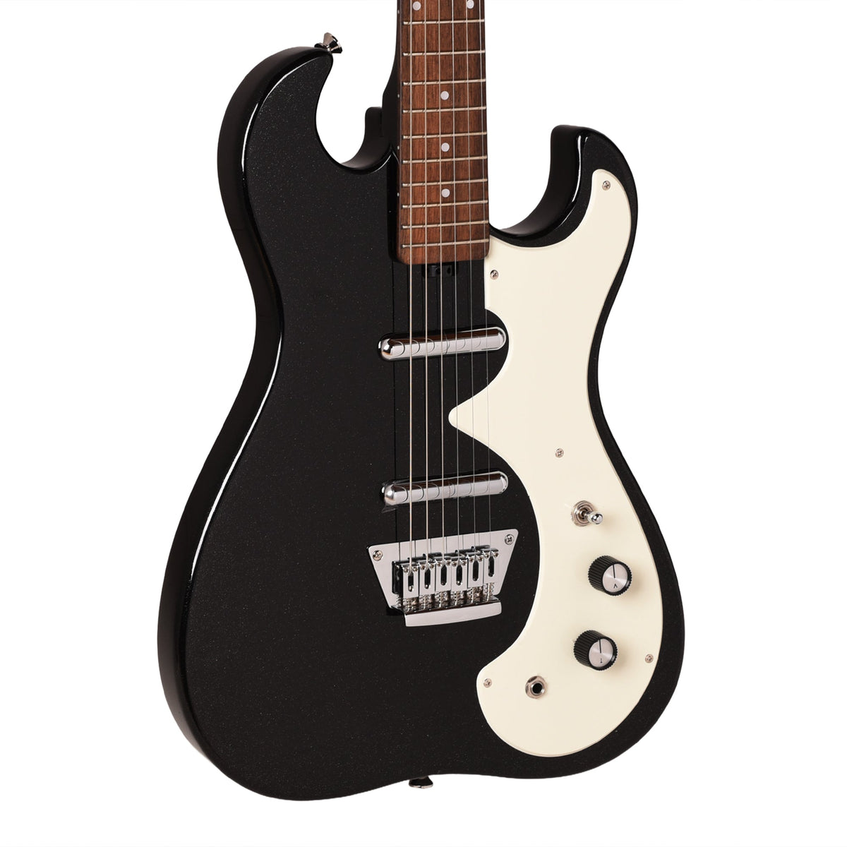 Silvertone 1449 BSF2 Offset Solid Body Electric Guitar Black Silver Flake - MusicMarket