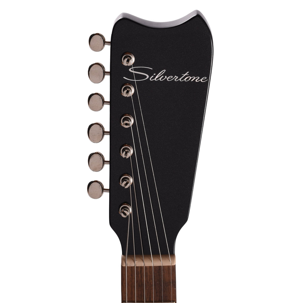 Silvertone 1449 BSF2 Offset Solid Body Electric Guitar Black Silver Flake - View 6 | MusicMarket