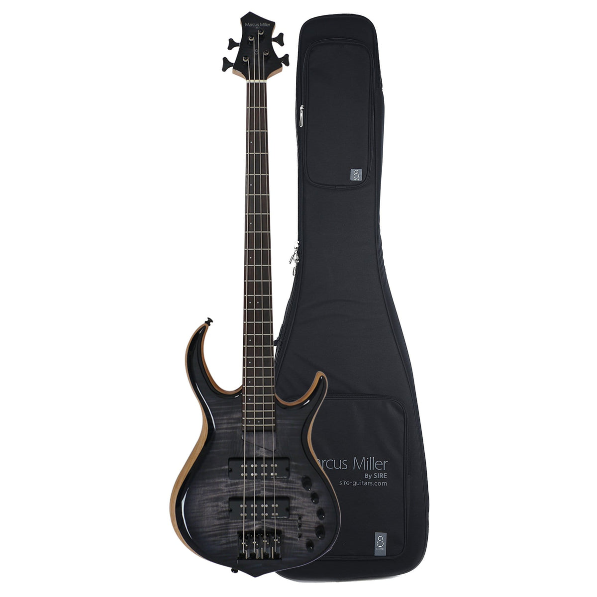 Sire Marcus Miller M7 Swamp Ash/Maple 4-String Transparent Black (2nd Gen) and Sire Gig Bag Bundle - MusicMarket