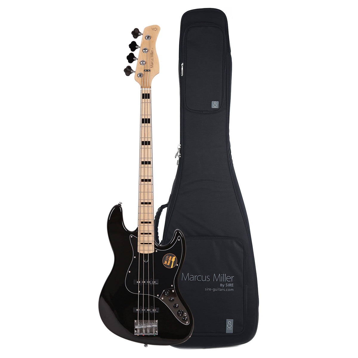 Sire Marcus Miller V7 Vintage Alder 4-String Black (2nd Gen) and Sire Gig Bag Bundle - MusicMarket