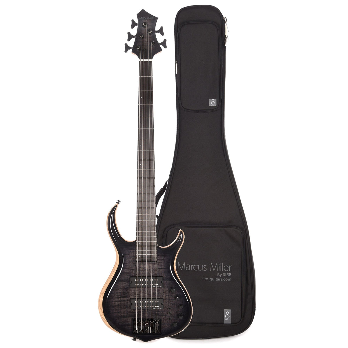 Sire Marcus Miller M7 Swamp Ash/Maple 5-String Transparent Black (2nd Gen) and Sire Gig Bag Bundle - MusicMarket
