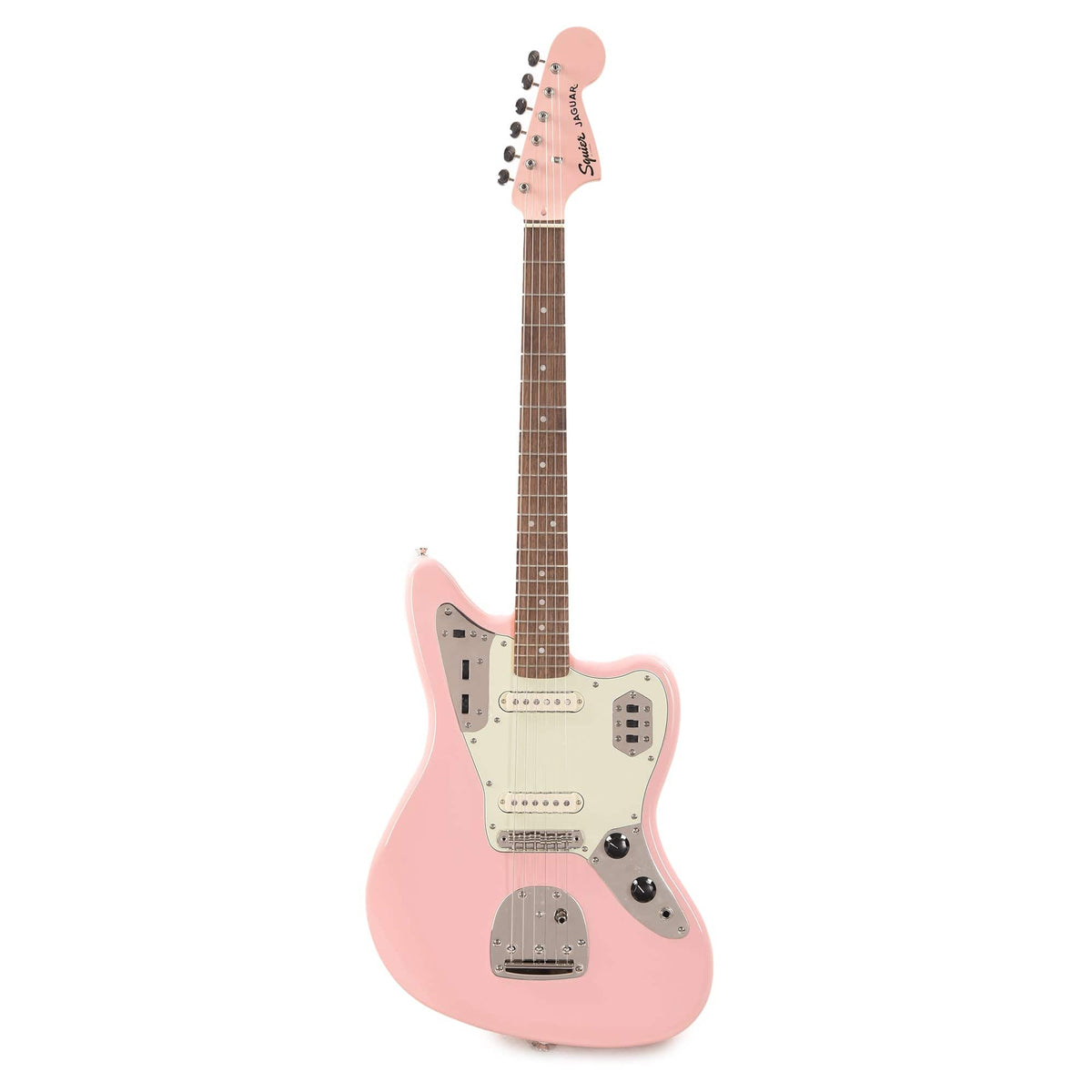 Squier Classic Vibe '60s Jaguar Shell Pink w/Matching Headcap & 3-Ply Mint Pickguard - View 4 | MusicMarket