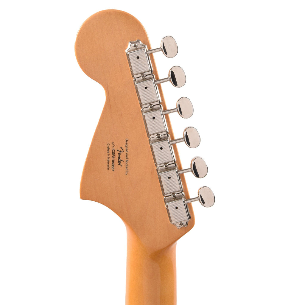 Squier Classic Vibe '60s Jaguar Shell Pink w/Matching Headcap & 3-Ply Mint Pickguard - View 7 | MusicMarket