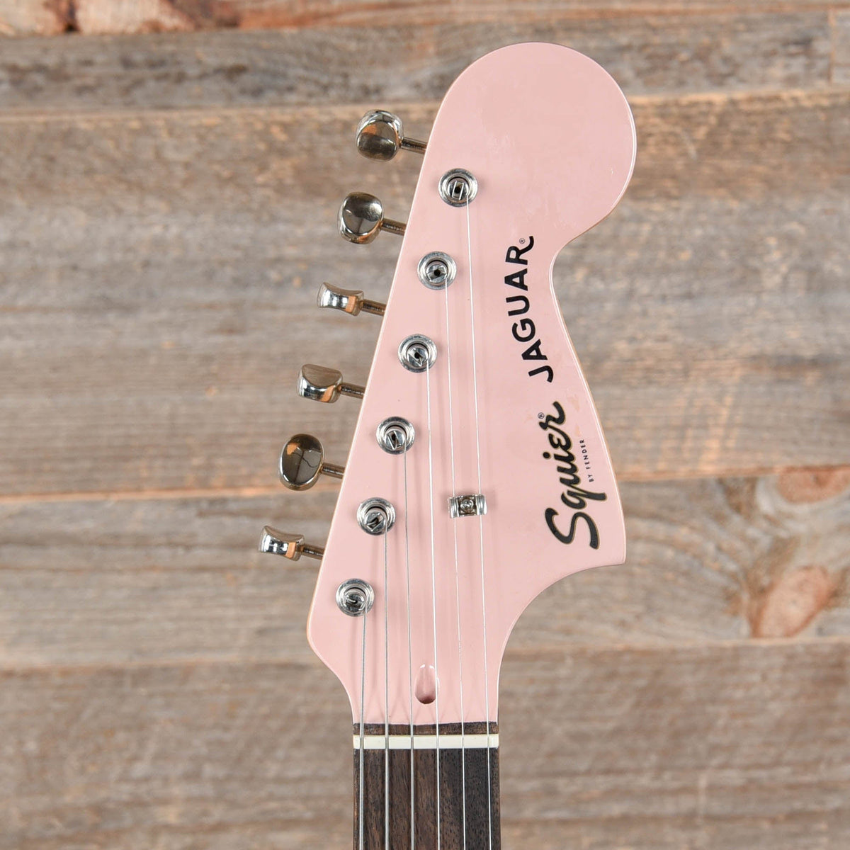 Squier Classic Vibe '60s Jaguar Shell Pink w/Matching Headcap & 3-Ply Mint Pickguard - View 6 | MusicMarket