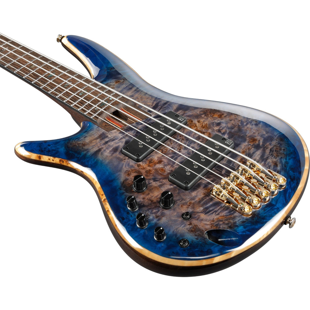 Ibanez SR Premium 5 String Left Handed Electric Bass - Cerulean Blue Burst - View 8 | MusicMarket
