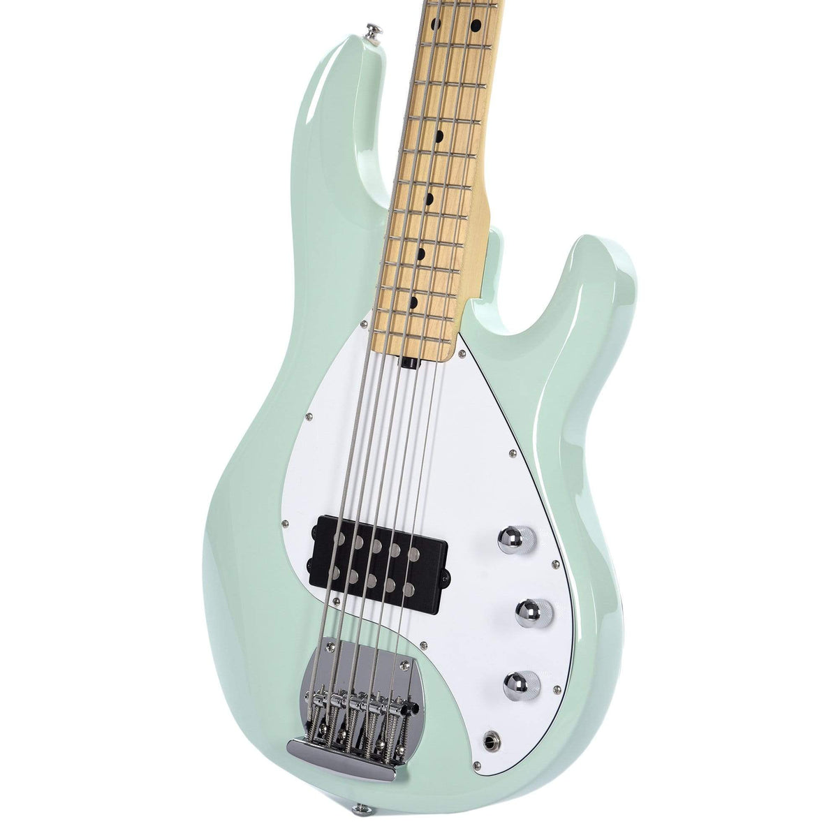 Sterling by Music Man S.U.B. Series StingRay5 5-String Mint Green w/Guitar Stand, Tuner and 10' Cable Bundle -