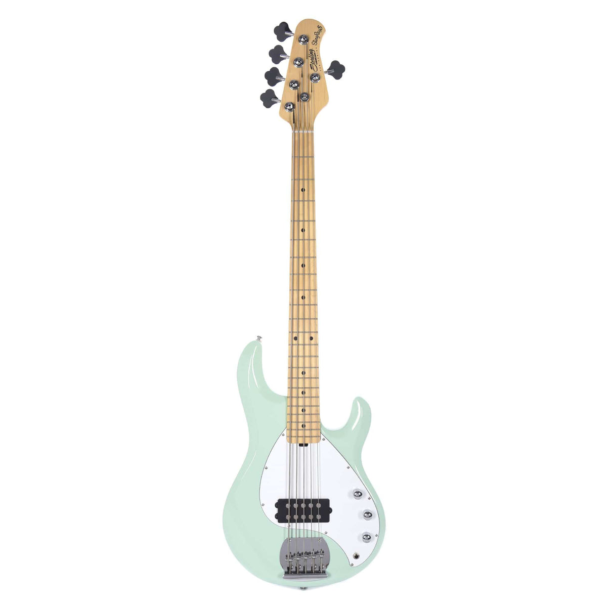 Sterling by Music Man S.U.B. Series StingRay5 5-String Mint Green w/Guitar Stand, Tuner and 10' Cable Bundle -