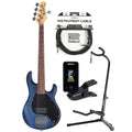 Sterling by Music Man S.U.B. Series StingRay5 5-String Trans Blue Satin w/Guitar Stand, Tuner and 10' Cable Bundle