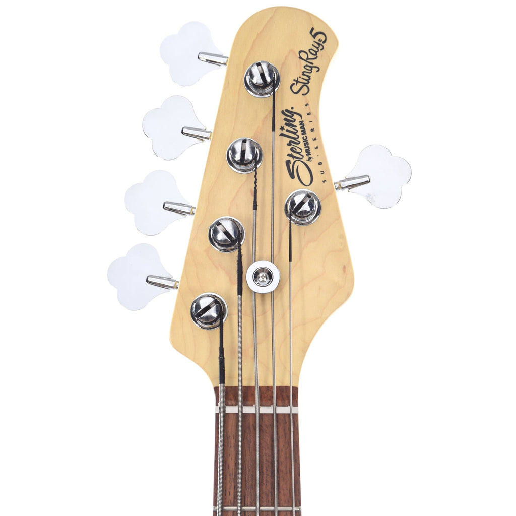 Sterling by Music Man S.U.B. Series StingRay5 5-String Trans Blue Satin w/Guitar Stand, Tuner and 10' Cable Bundle