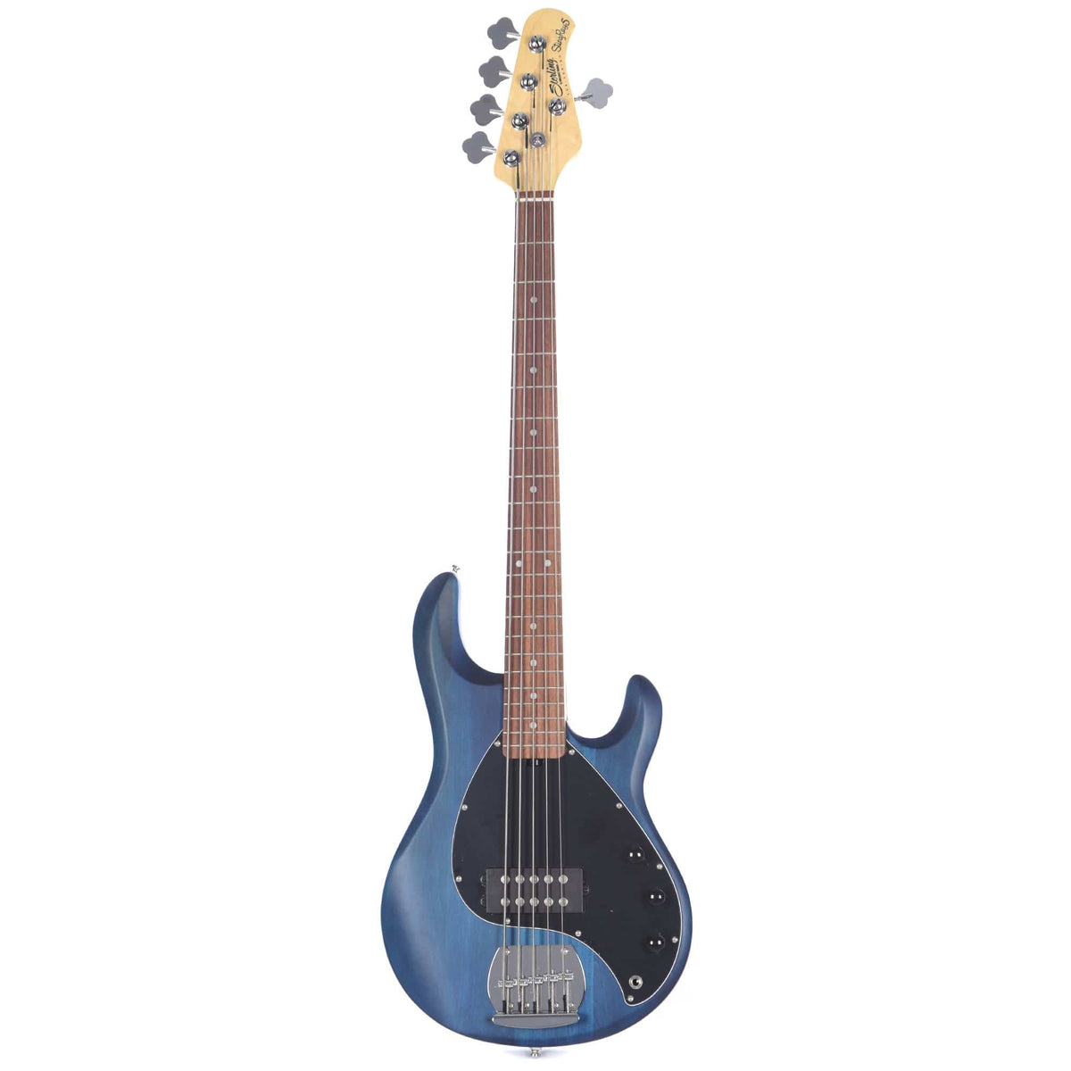 Sterling by Music Man S.U.B. Series StingRay5 5-String Trans Blue Satin w/Guitar Stand, Tuner and 10' Cable Bundle