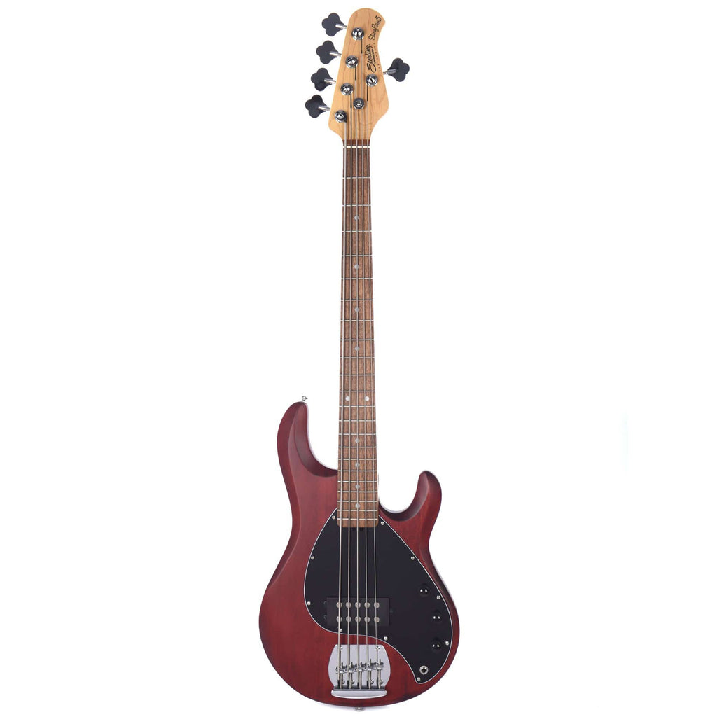 Sterling by Music Man S.U.B. Series StingRay5 5-String Walnut Satin w/Guitar Stand, Tuner and 10' Cable Bundle -