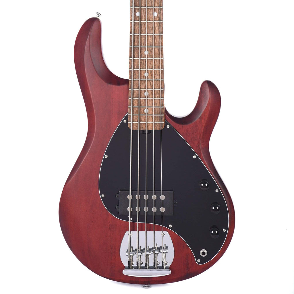 Sterling by Music Man S.U.B. Series StingRay5 5-String Walnut Satin w/Guitar Stand, Tuner and 10' Cable Bundle -