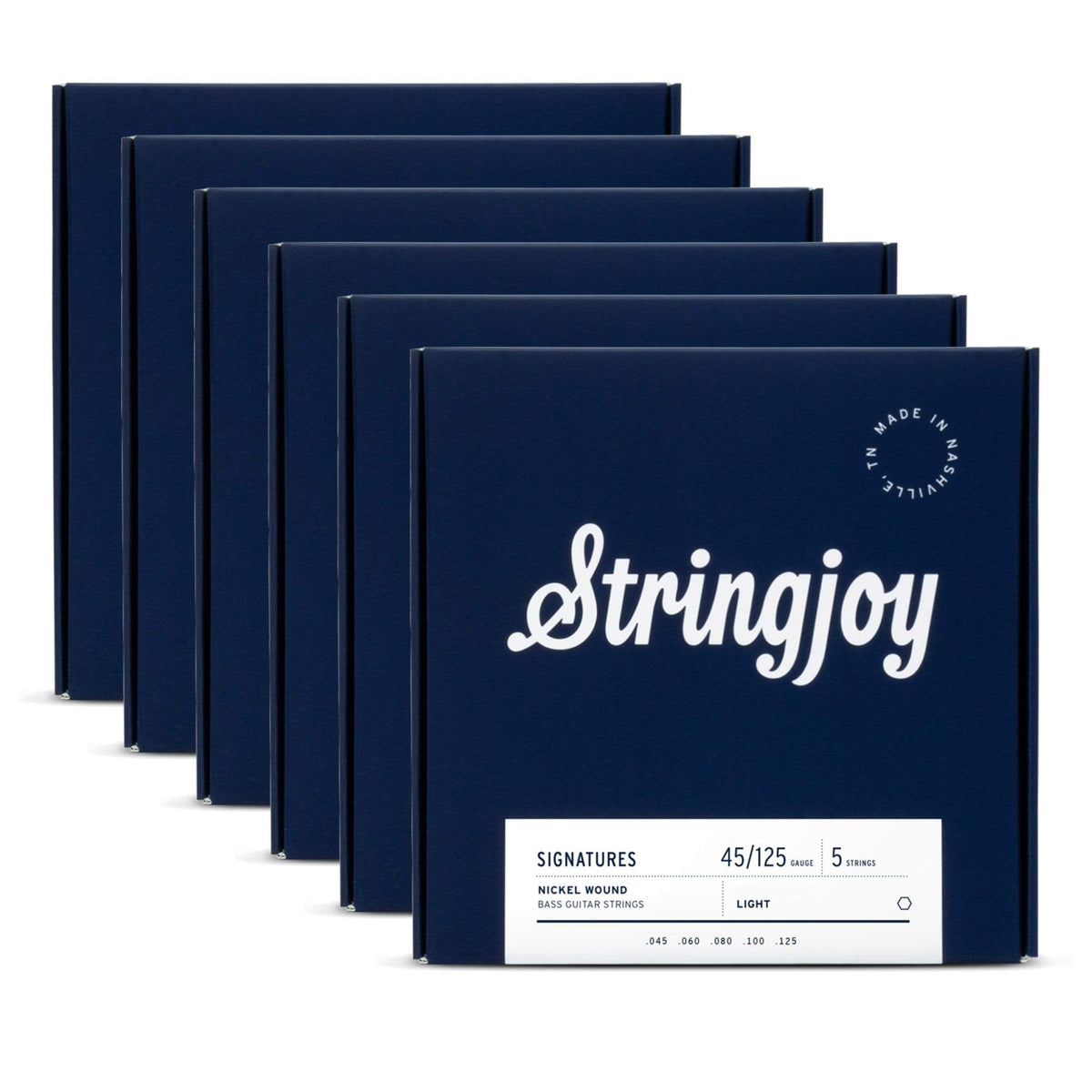 Stringjoy 5-String Electric Bass Light Gauge Long Scale 45-125 6 Pack Bundle - MusicMarket