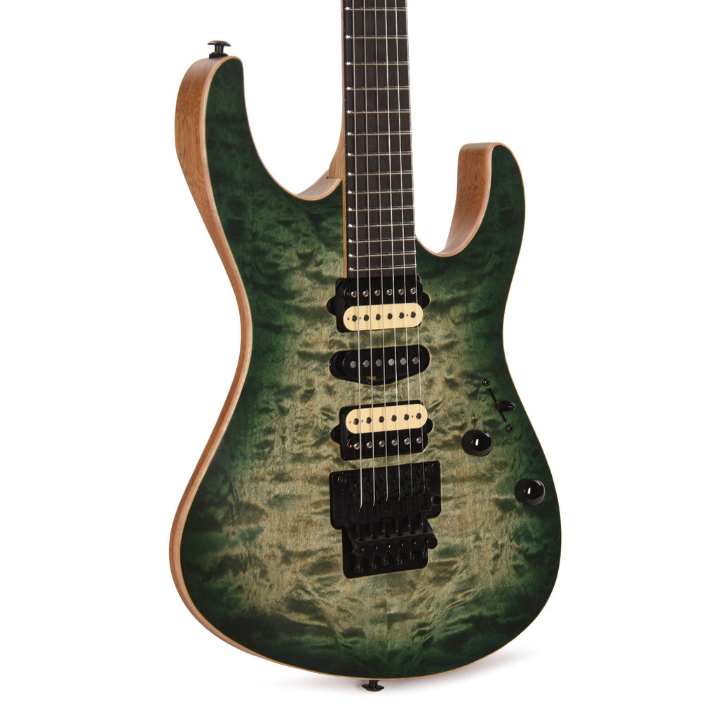 Suhr Custom Modern Faded Trans Green Burst w/CME-Selected Quilt Maple Top - MusicMarket