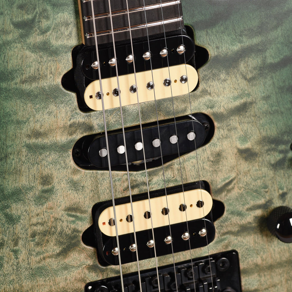 Suhr Custom Modern Faded Trans Green Burst w/CME-Selected Quilt Maple Top - View 9 | MusicMarket