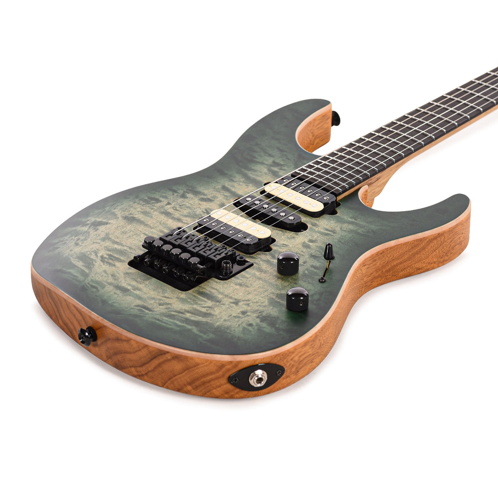 Suhr Custom Modern Faded Trans Green Burst w/CME-Selected Quilt Maple Top - View 14 | MusicMarket