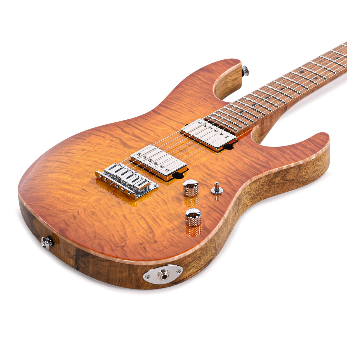 Suhr Custom Modern Set Neck Suhr Burst w/CME-Selected Angel Quilt Maple Top - View 14 | MusicMarket