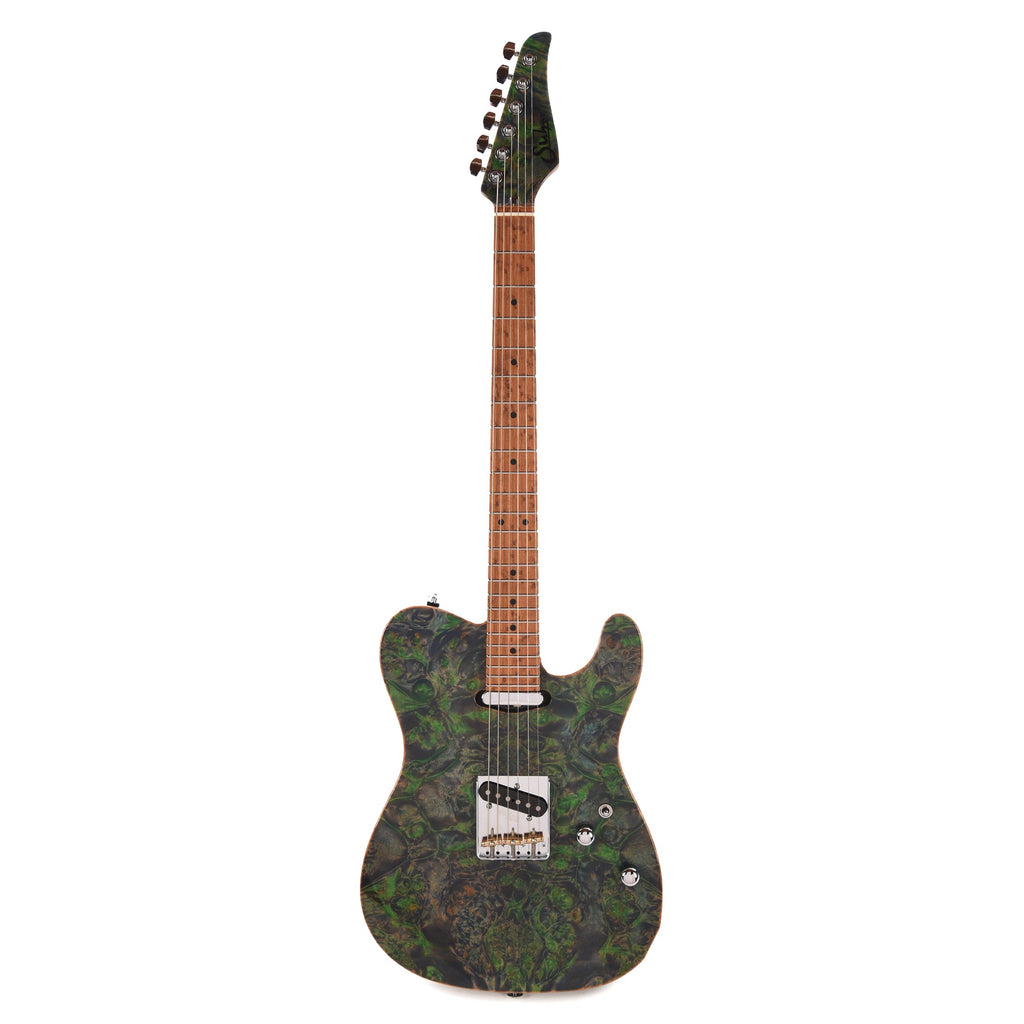 Suhr Custom Modern T Trans Algae w/CME-Selected Burl Maple Top - View 5 | MusicMarket