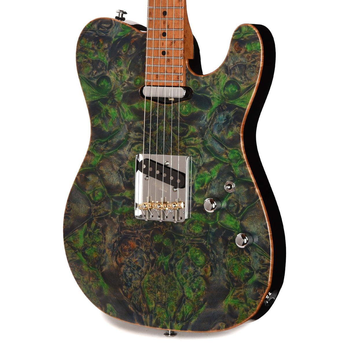 Suhr Custom Modern T Trans Algae w/CME-Selected Burl Maple Top - View 3 | MusicMarket