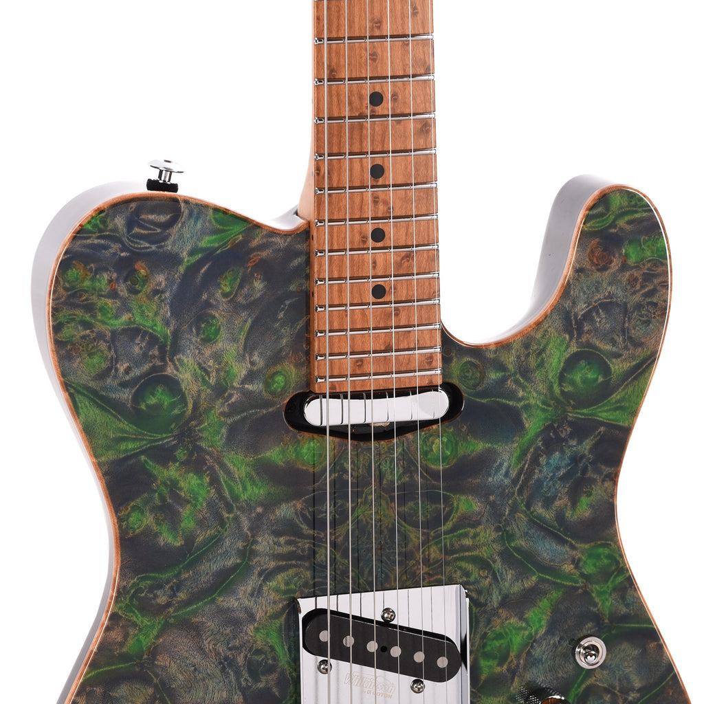 Suhr Custom Modern T Trans Algae w/CME-Selected Burl Maple Top - View 11 | MusicMarket
