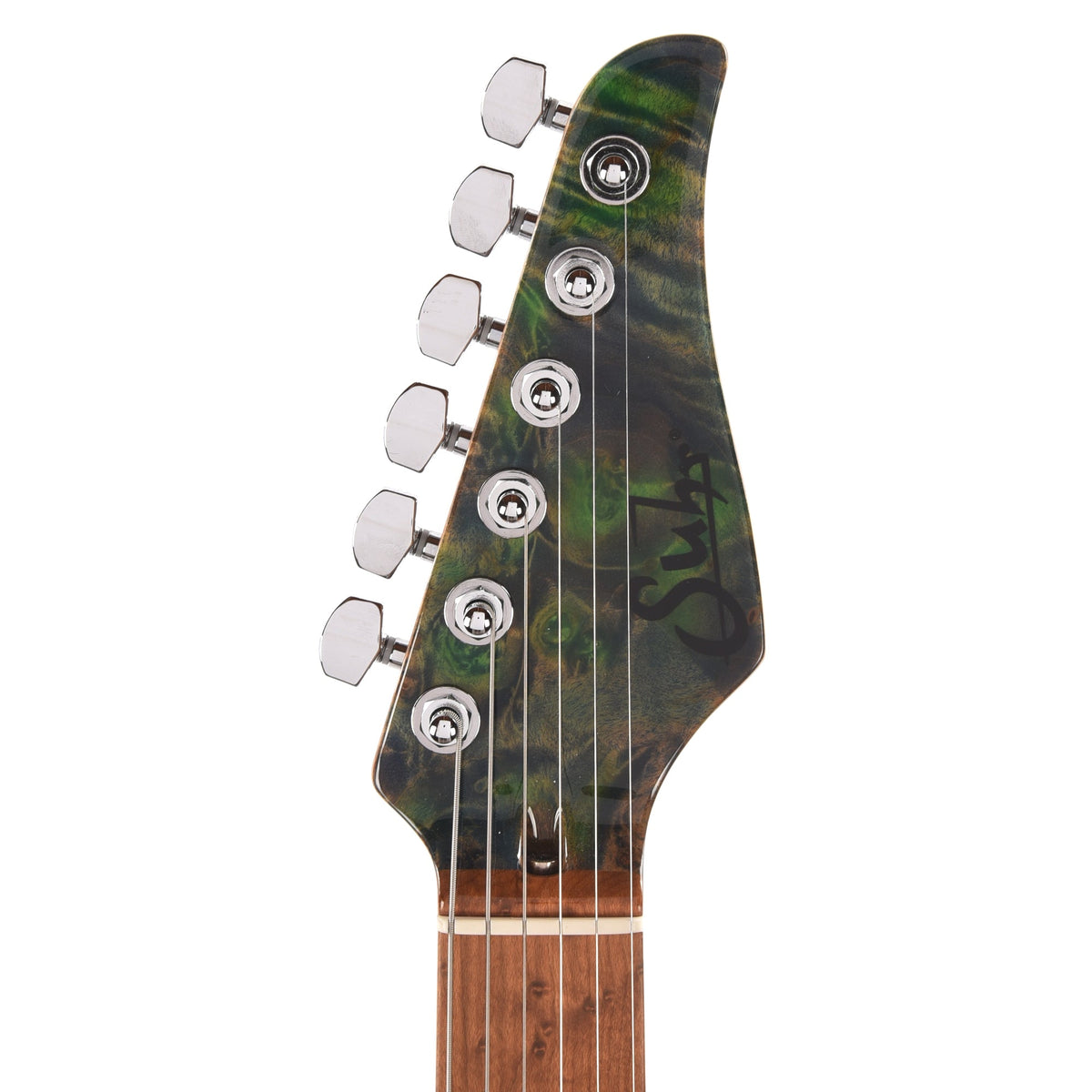 Suhr Custom Modern T Trans Algae w/CME-Selected Burl Maple Top - View 7 | MusicMarket