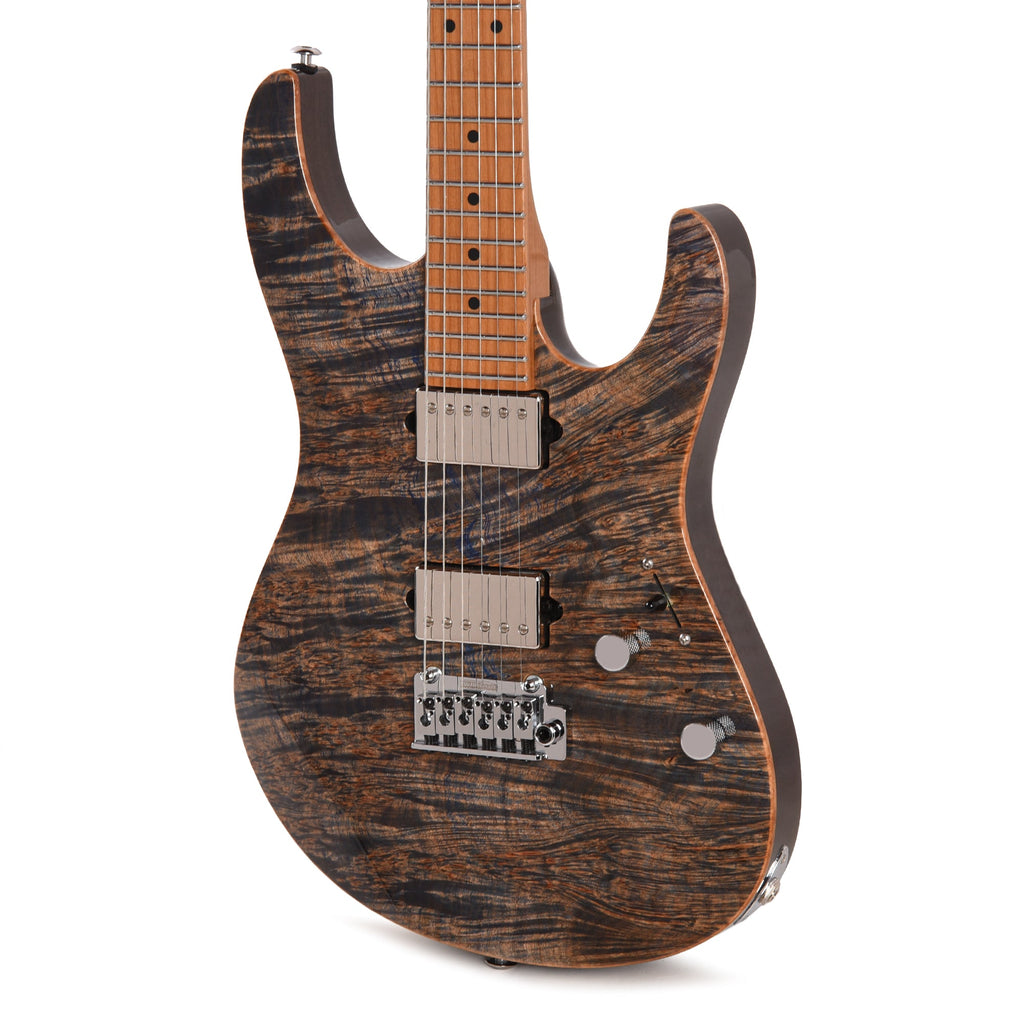 Suhr Custom Modern Trans Blue Denim w/CME-Selected Waterfall Burl Maple 1-Piece Top - View 3 | MusicMarket