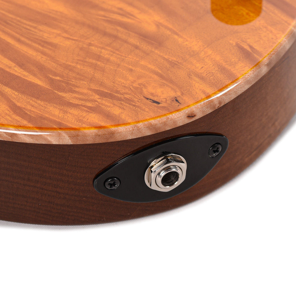 Suhr Custom Modern Trans Caramel w/ CME-Selected Waterfall Burl Maple Top - View 14 | MusicMarket