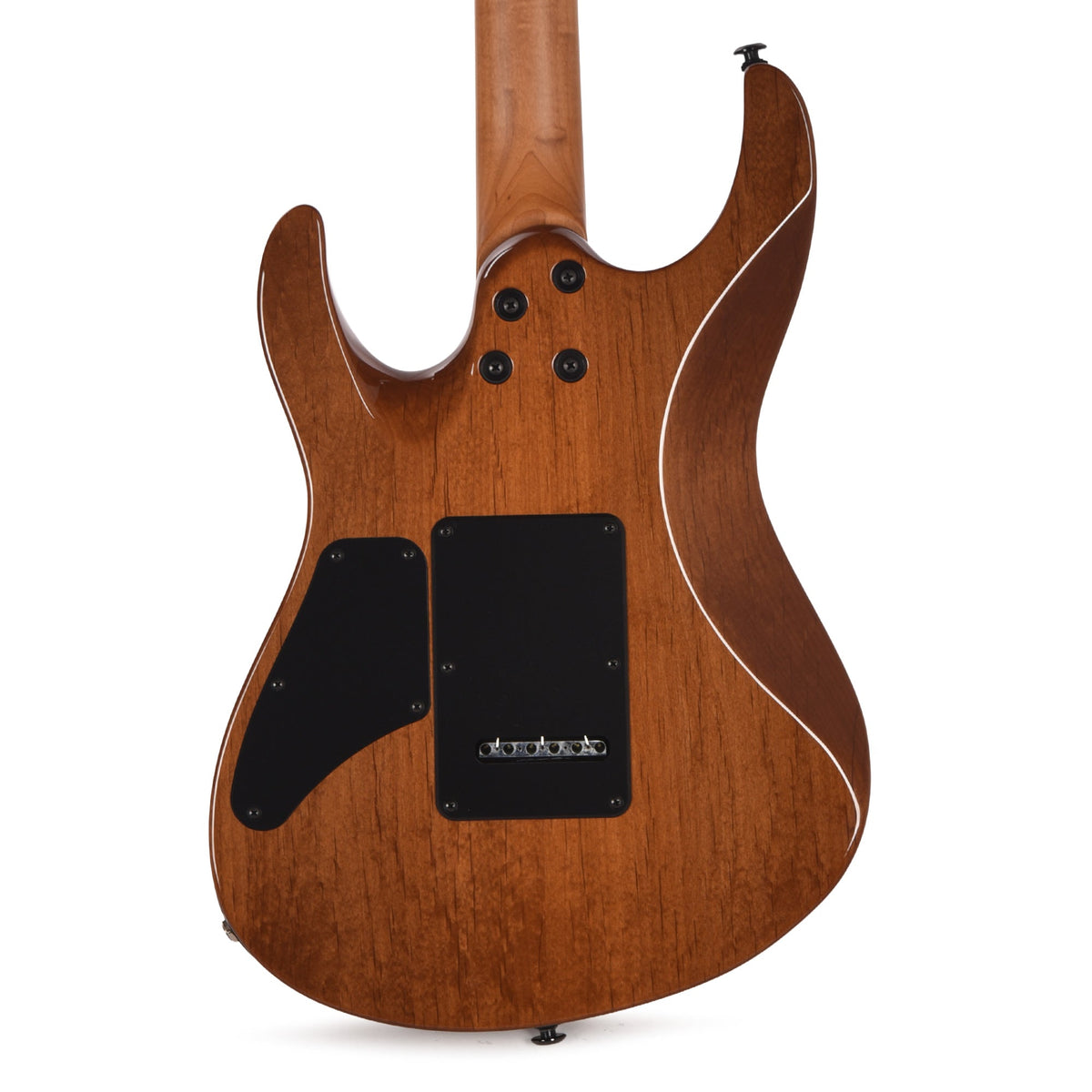 Suhr Custom Modern Trans Caramel w/ CME-Selected Waterfall Burl Maple Top - View 4 | MusicMarket