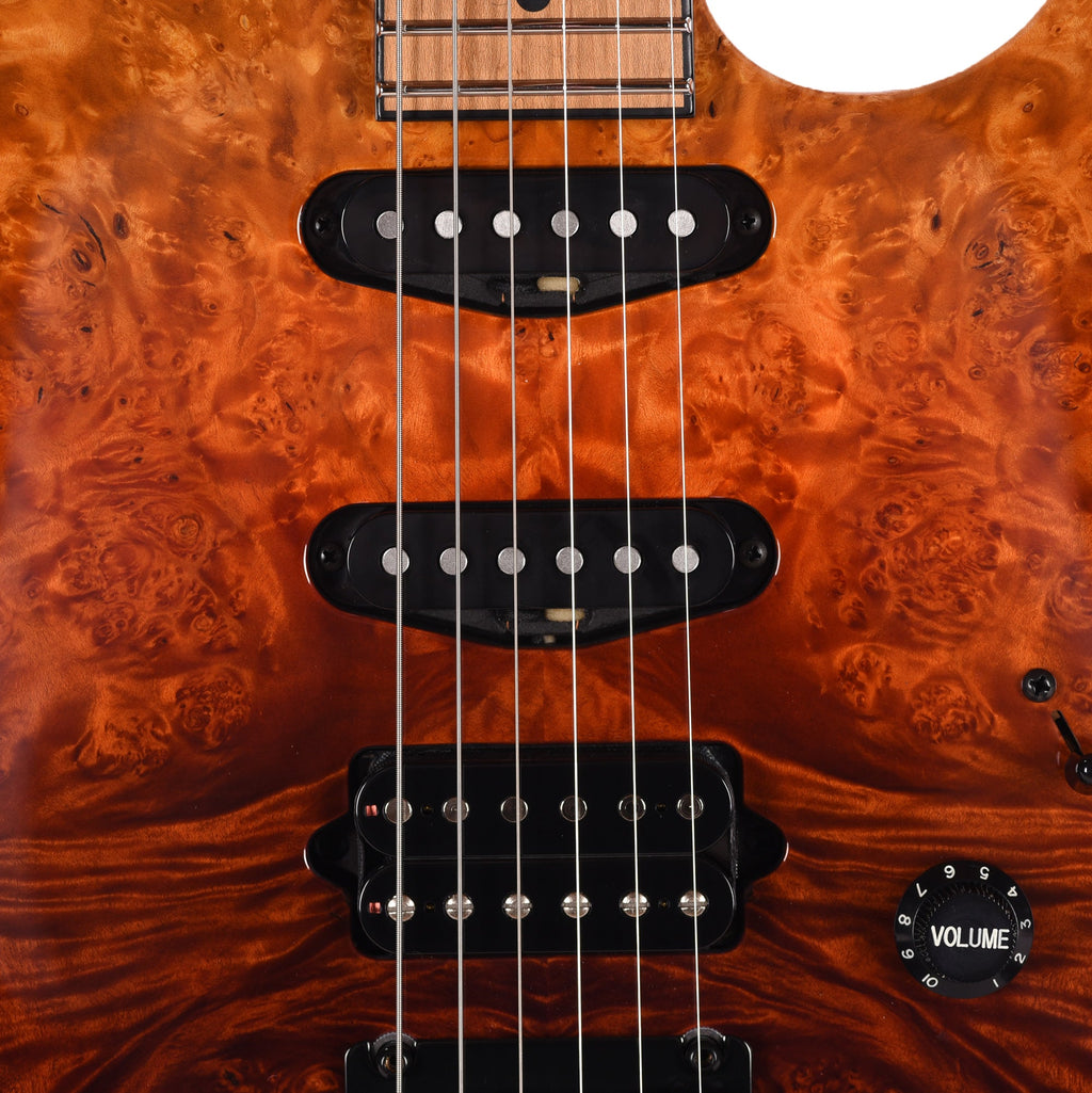 Suhr Custom Standard Desert Gradient w/CME-Selected Burl Maple Top - View 11 | MusicMarket