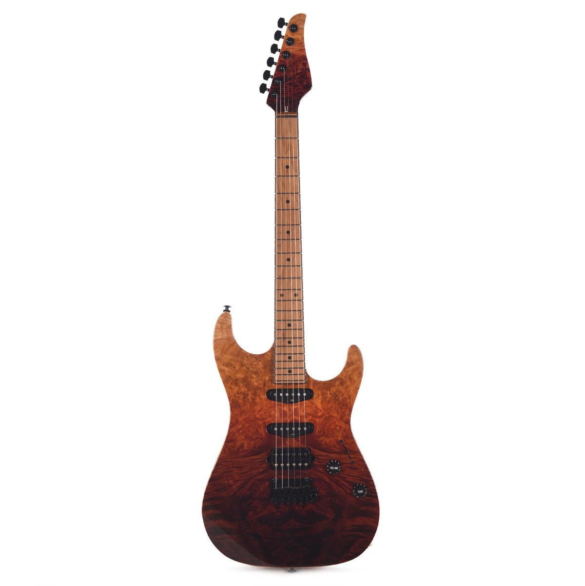 Suhr Custom Standard Desert Gradient w/CME-Selected Burl Maple Top - View 5 | MusicMarket