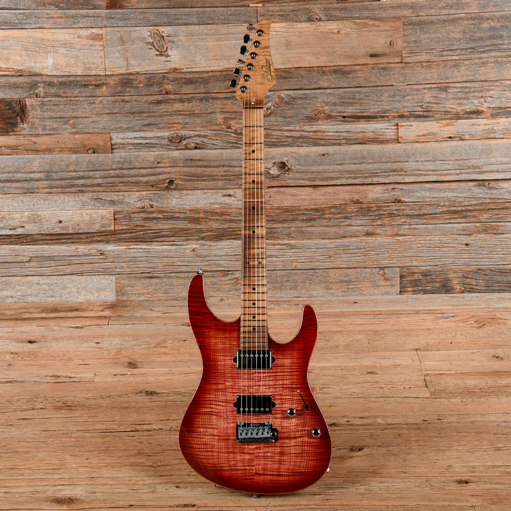 Suhr Custom Modern Faded Trans Wine Red Burst 2020 - View 4 | MusicMarket