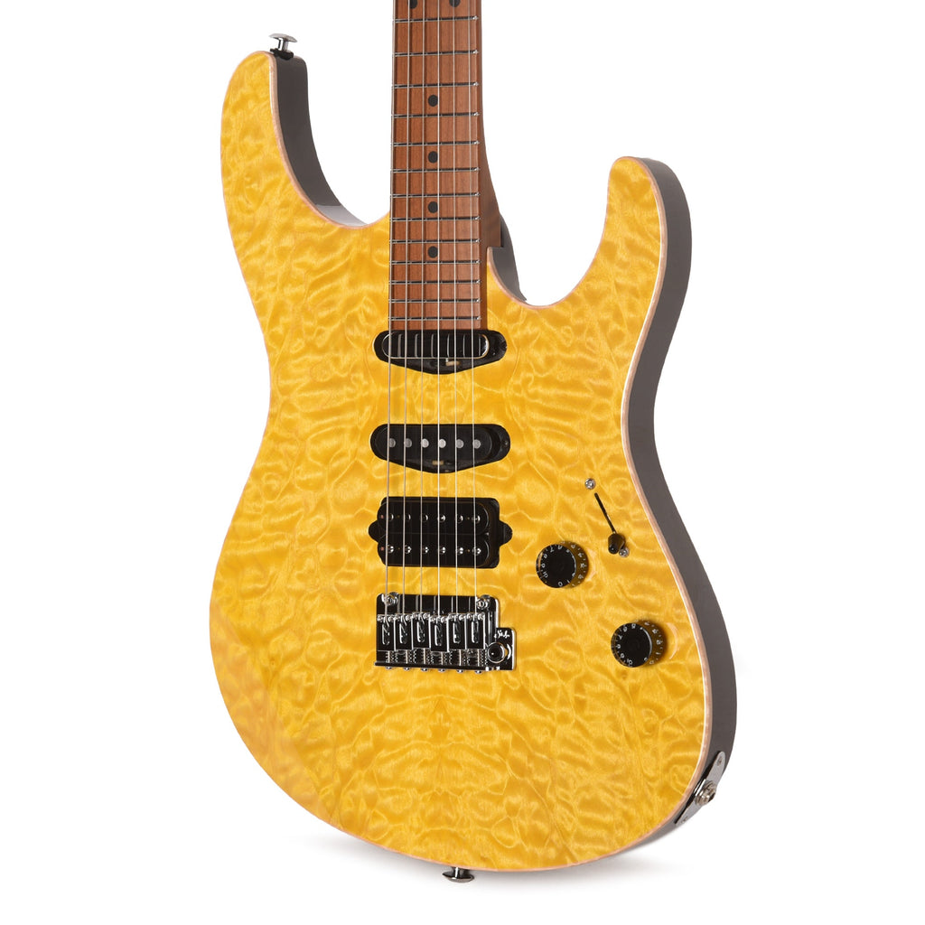Suhr Custom Modern Trans Lemon Yellow w/ CME-Selected Quilt Maple Top - View 3 | MusicMarket
