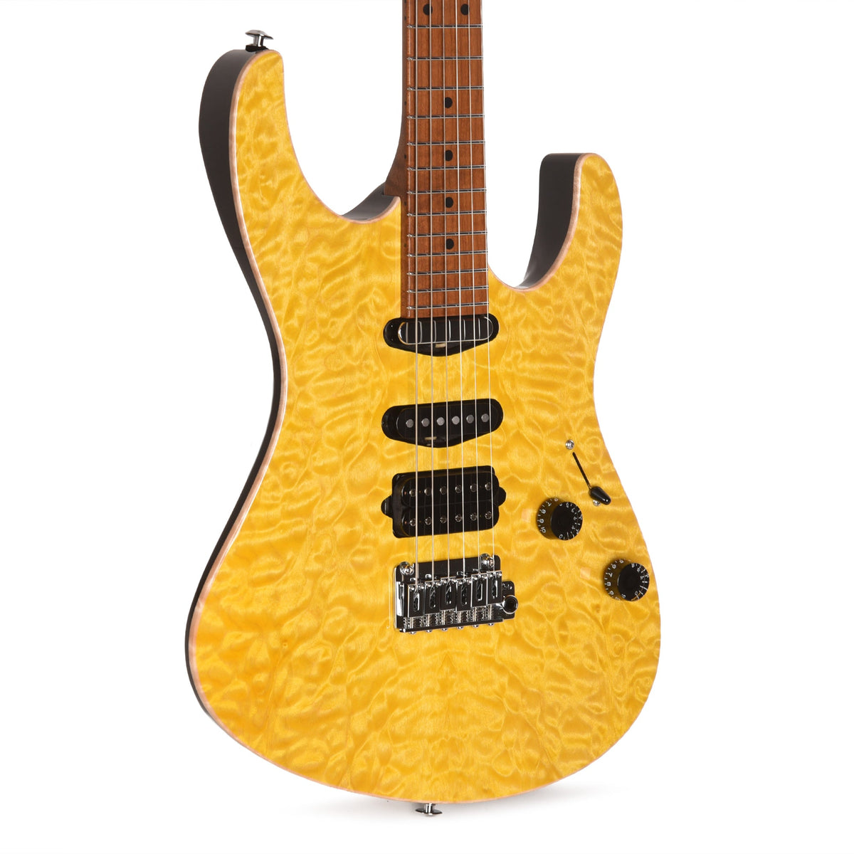 Suhr Custom Modern Trans Lemon Yellow w/ CME-Selected Quilt Maple Top - MusicMarket