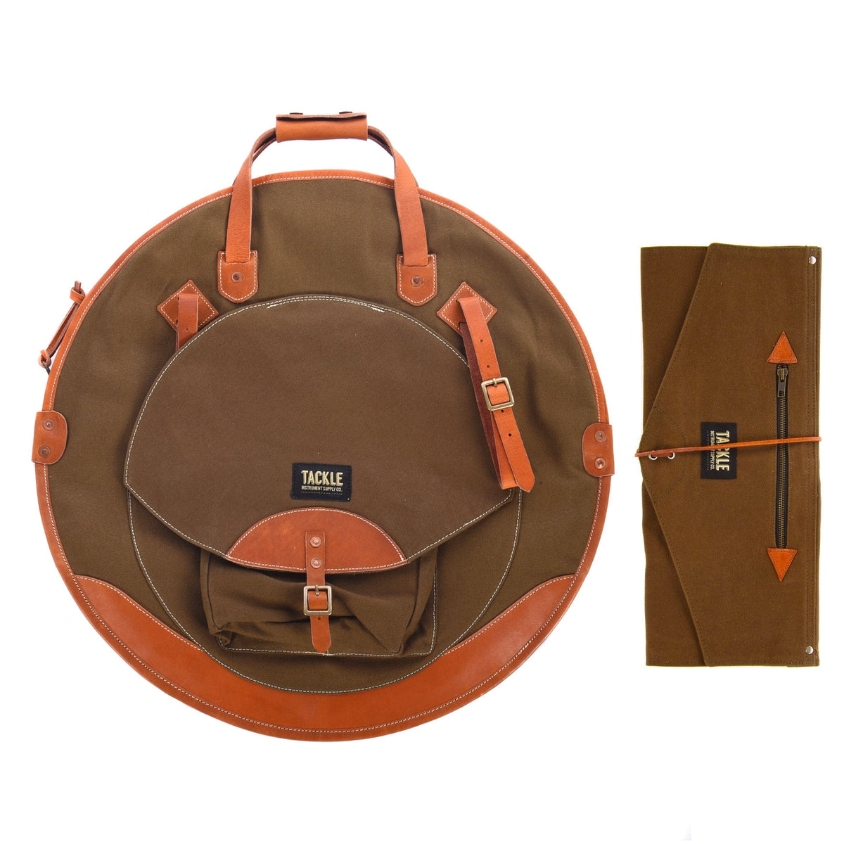 Tackle 22" Backpack Cymbal Bag and Roll-Up Stick Bag Forest Green Bundle - MusicMarket
