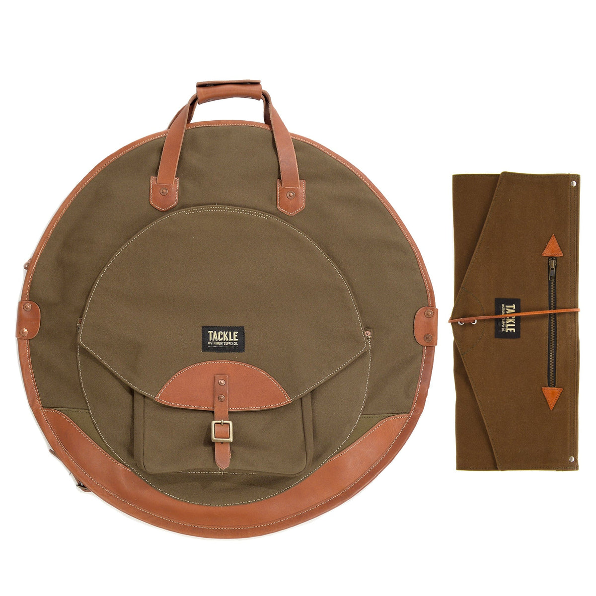 Tackle 24" Backpack Cymbal Bag and Roll-Up Stick Bag Forest Green Bundle - MusicMarket