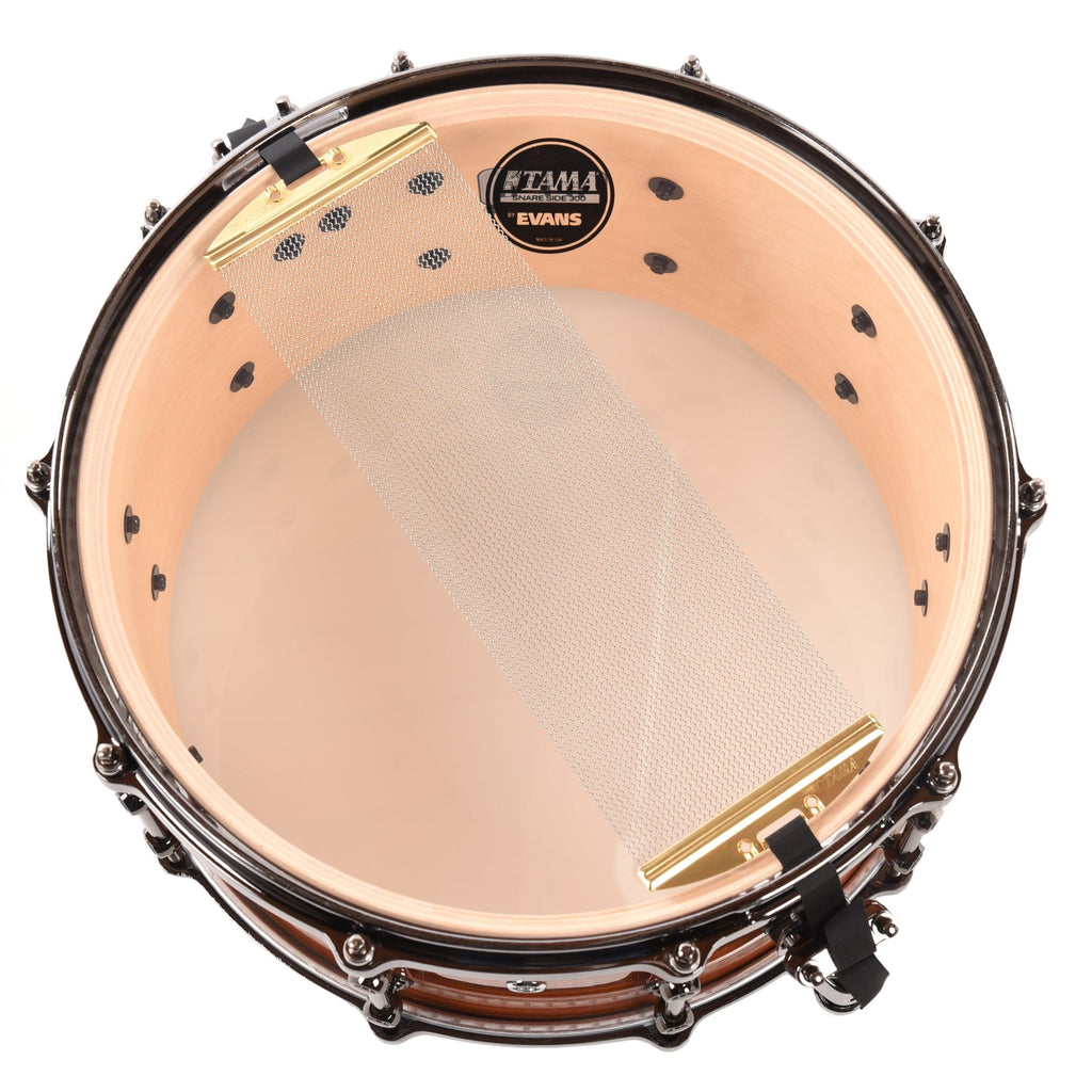 Tama 7x14 S.L.P. G-Maple Snare Drum Gloss Tangerine Zebrawood - View 6 | MusicMarket