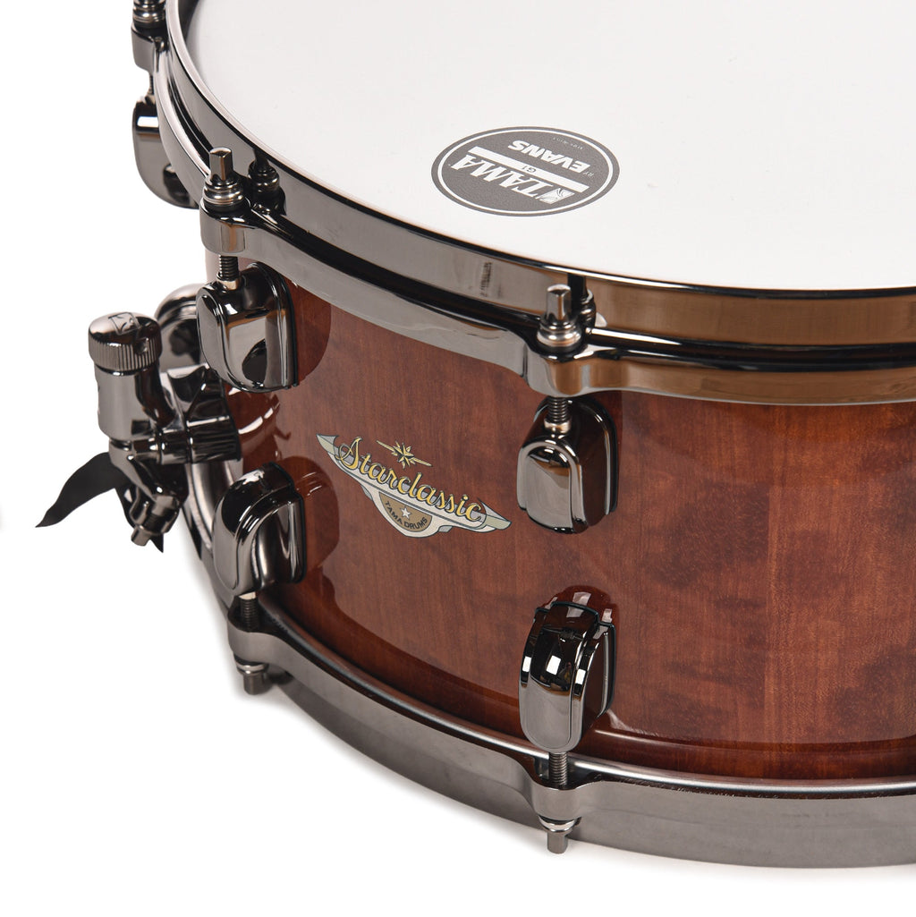 TAMA Starclassic Bubinga 14"x6.5" Snare Drum Limited Figured Gloss African Cherry - View 5 | MusicMarket