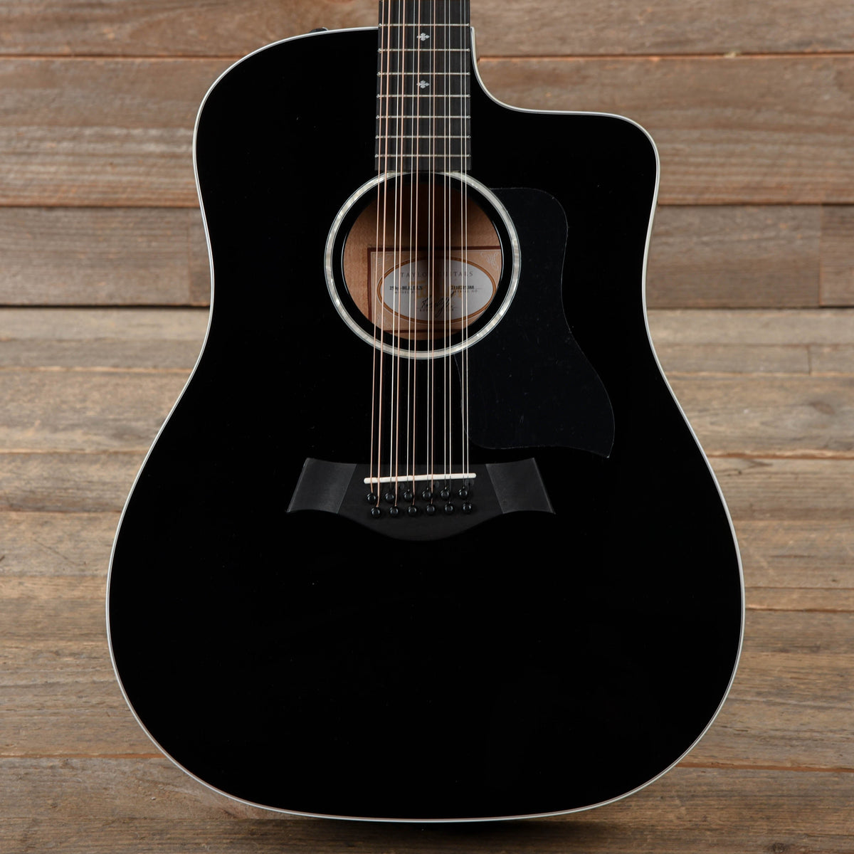 Taylor 250ce-BLK Deluxe 12-String Dreadnought Sitka/Maple Black ES2 - MusicMarket