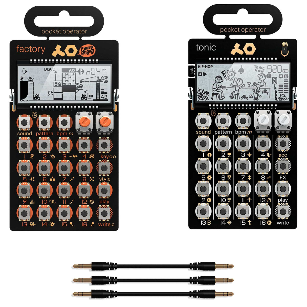 Teenage Engineering Pocket Operator PO-16 Factory and PO-32 Tonic wSync Cables Bundle - MusicMarket