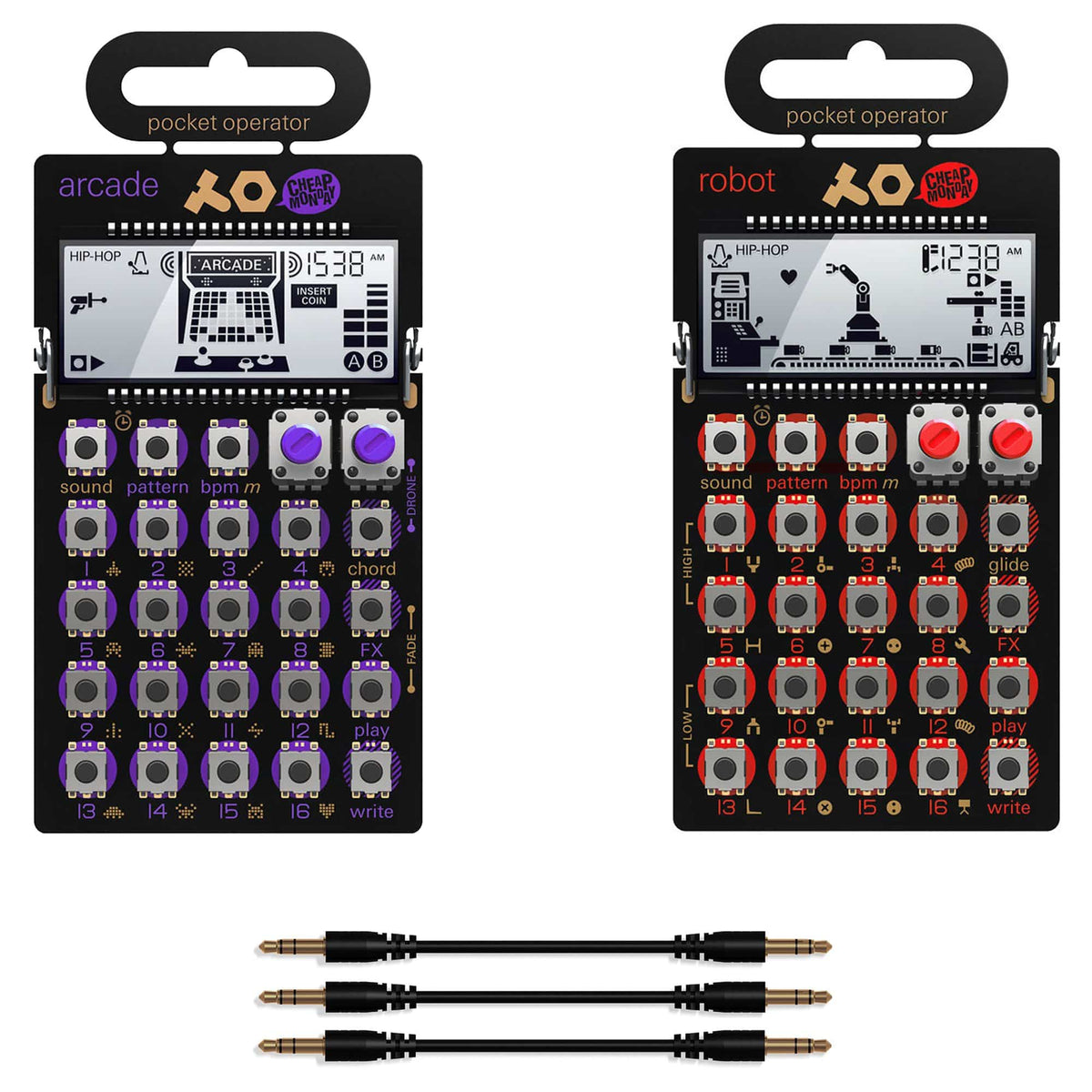 Teenage Engineering Pocket Operator PO-20 Arcade and PO-28 Robot w/Sync Cables Bundle - MusicMarket