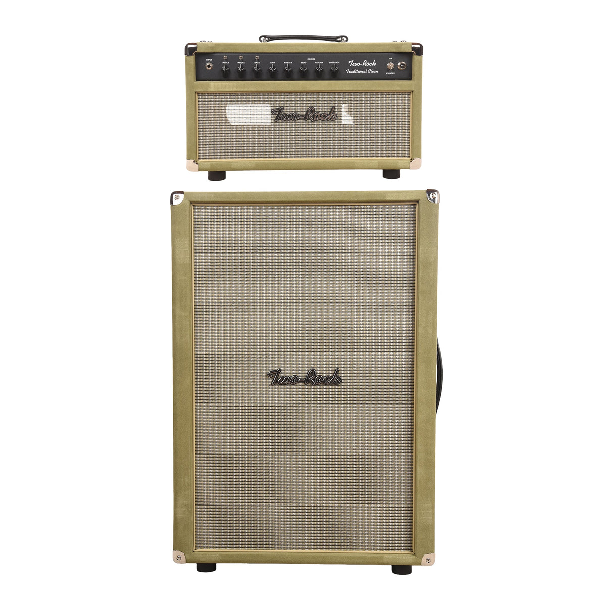 Two Rock Traditional Clean 100/50W and 2x12 Vertical Cabinet Moss Suede w/ Beige Grill Cloth Bundle - MusicMarket
