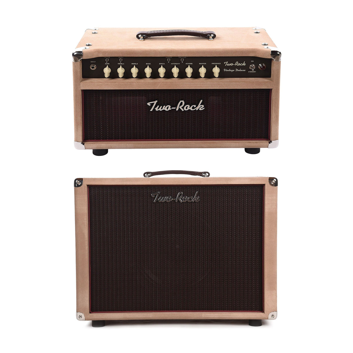 Two Rock Vintage Deluxe 40w Head and 1x12 Cab Dogwood Suede w/ Oxblood Grill Cloth bundle - MusicMarket