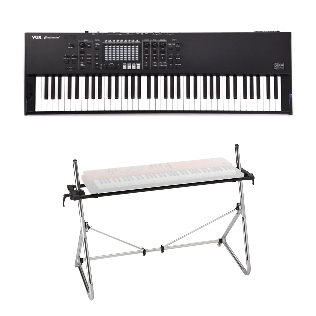 Vox Limited Edition Continental Performance Synthesizer 73-Key Black and FREE Continental Keyboard Stand Bundle -