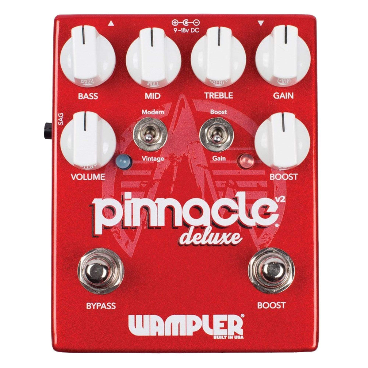 Wampler Pinnacle Deluxe Distortion w/Gain Boost Switch v2 Bundle w/ Truetone 1 Spot Space Saving 9v Adapter - View
