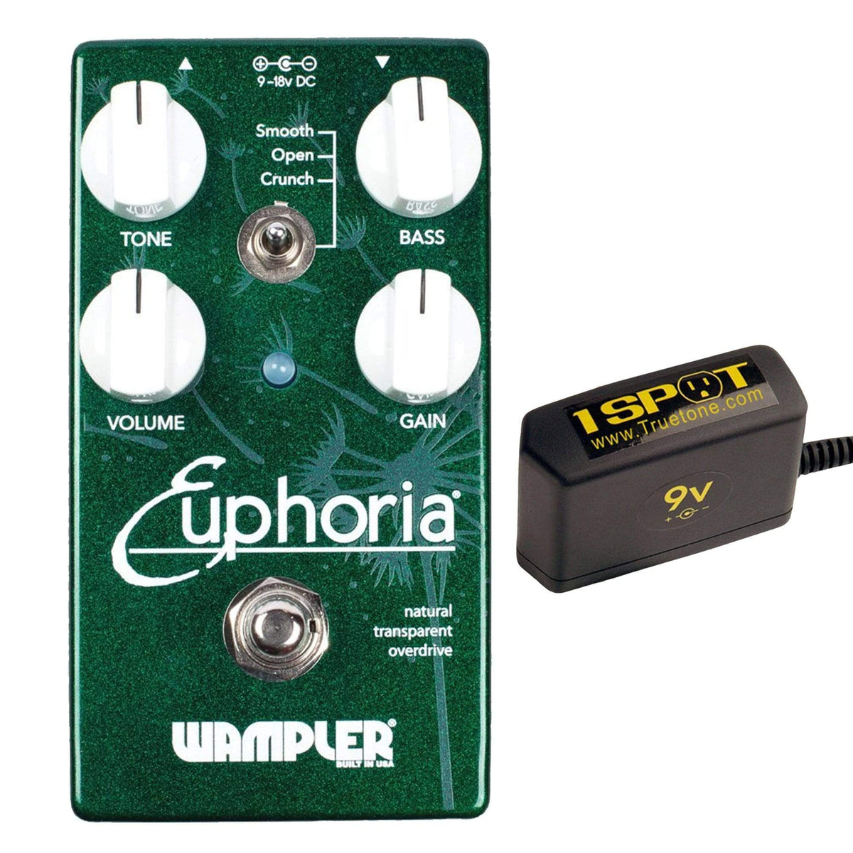 Wampler Euphoria Drive Bundle w/ Truetone 1 Spot Space Saving 9v Adapter - MusicMarket