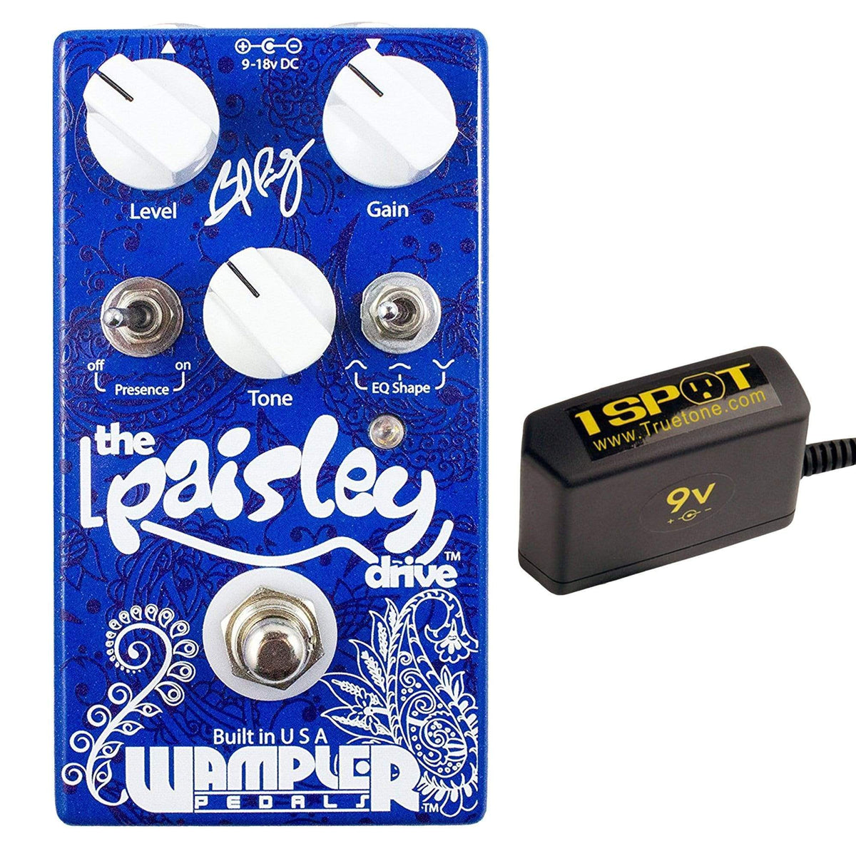 Wampler Paisley Drive v2 Bundle w/ Truetone 1 Spot Space Sacing 9v Adapter - MusicMarket