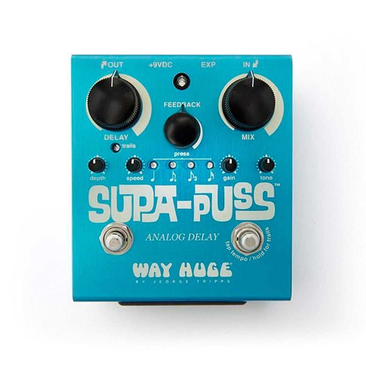 Way Huge WHE707 Supa-Puss Analog Delay w/Tap Tempo Bundle w/ Truetone 1 Spot Space Saving 9v Adapter - View 2 |