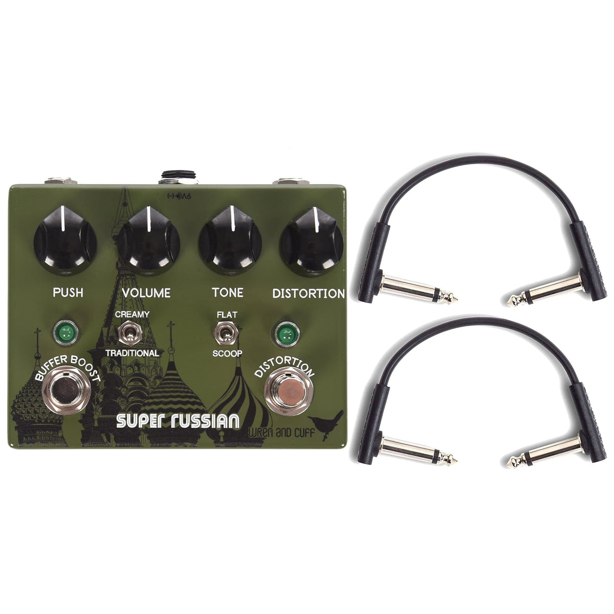 Wren and Cuff Super Russian Distortion Fuzz w/RockBoard Flat Patch Cables Bundle - MusicMarket