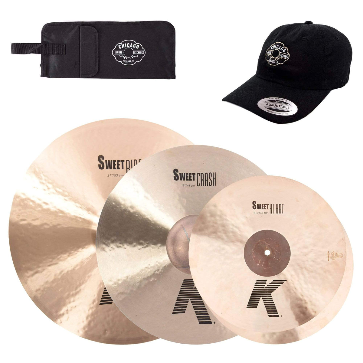 Zildjian 15/18/21" K Sweet Cymbal Set w/CDE Logo Hat & Stick Bag - MusicMarket