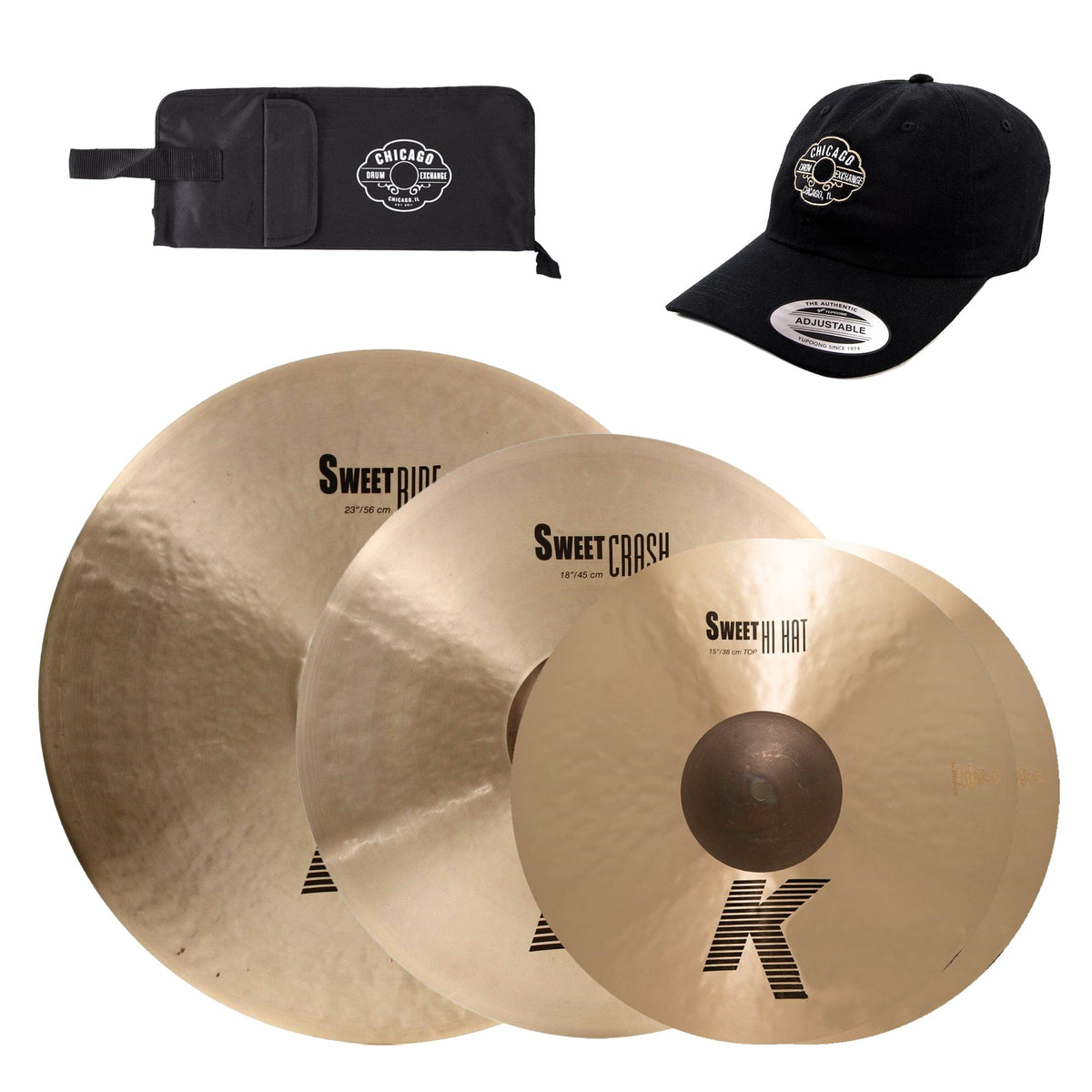 Zildjian 15/18/23" K Sweet Cymbal Set w/CDE Logo Hat & Stick Bag - MusicMarket